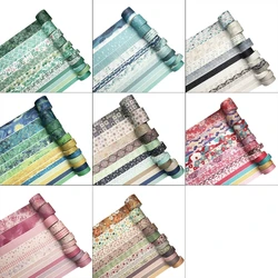 Ensemble de 12 rubans Washi à plantes vertes, couleur unie, ruban de masquage, adhésif décoratif, autocollant, Scrapbooking, papeterie pour journal intime 