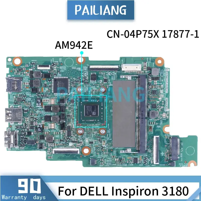 

For DELL Inspiron 3180 3185 AM942E 128GB SSD Laptop Motherboadrd CN-04P75X 04P75X 17877-1 DDR4 Notebook Mainboard