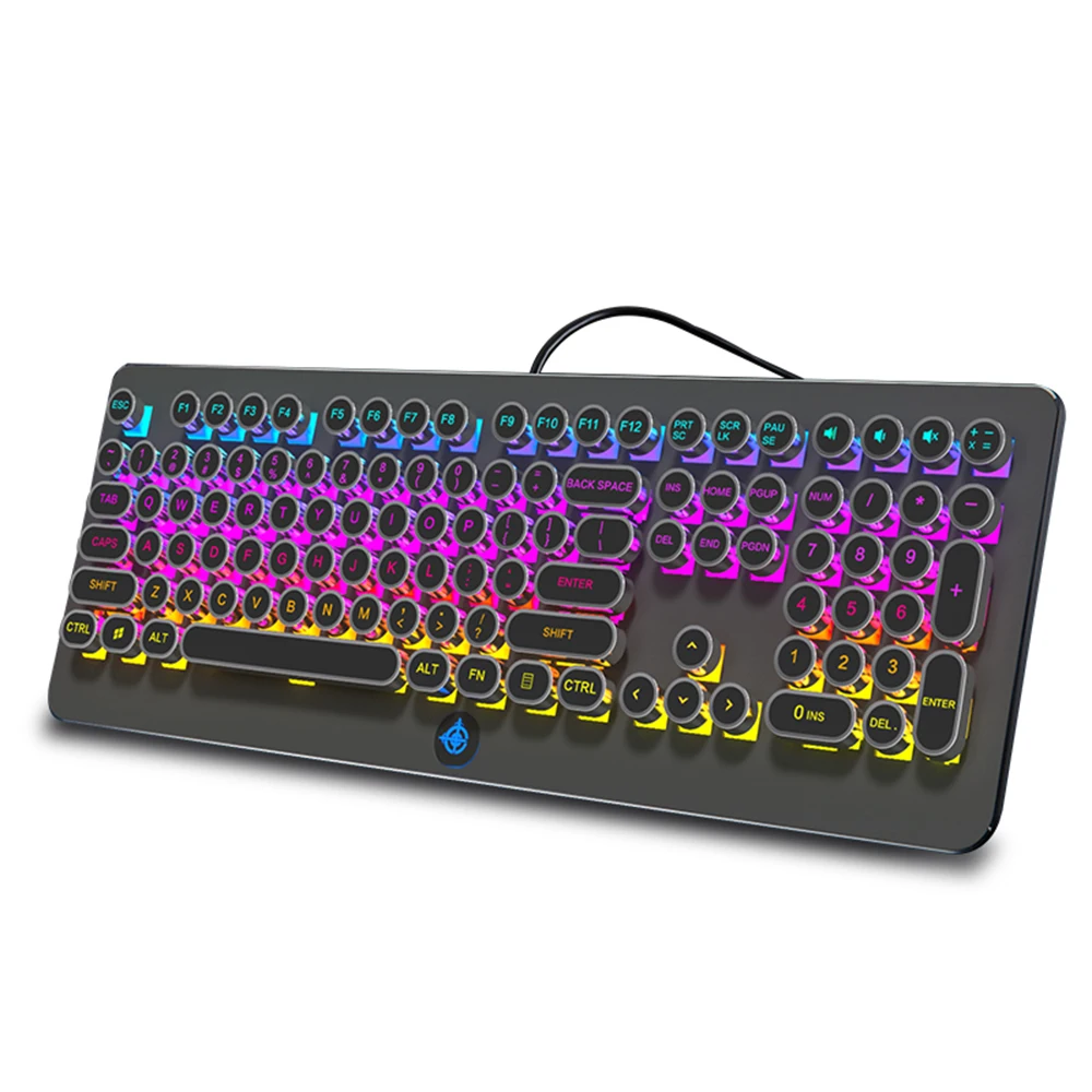 Круглый стимпанк Keycap Радужная подсветка игровая клавиатура 108 клавишей 18 встроенный светящийся светодиодный режим освещения Волшебная клавиатура