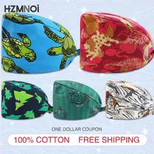 

Fashion Unisex Multicolor Printed Frosted Hat Cotton Breathable Beauty Salon Nursing Cap Laboratory Work Cap Adjustable