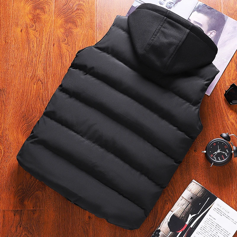 Crocodile brand Men Winter Hooded Sleeveless Jackets Stylish Plus Size Windproof Warm Waistcoat