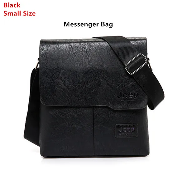JEEP BULUO Man's Bag 2PC/Set Men Leather Messenger Shoulder Bags Business Crossbody Casual Bags Famous Brand Male Drop Shipping Black 1505-1
