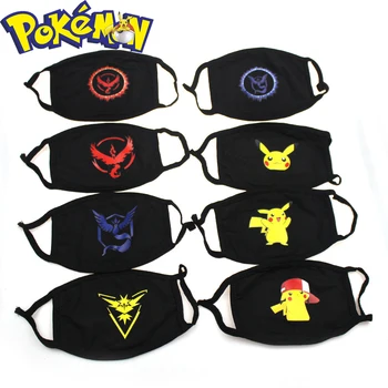 

New Single Personality Pokemon Mask Men and Women Tide Korean Version of Riding Dustproof Windproof Cold Sunscreen Cotton Black