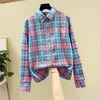 New Women Blouses Long Sleeve Shirts 100% Cotton Plaid Shirt Casual Female Plus Size Tops Outerwear ► Photo 2/6