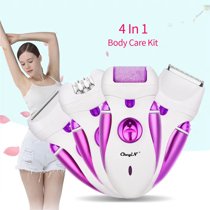 

CkeyiN 4 in 1 Multifunctional Lady Hair Remover Shaver Underarm Leg Bikini Trimmer Dead Cuticle Skin Remover Pedicure Care Tool