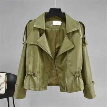 

2020 Fashion Slim Women Faux Leather Jacket Casual Biker Motorcycle Jackets Female Punk Streetwear Spring Autumn Coat