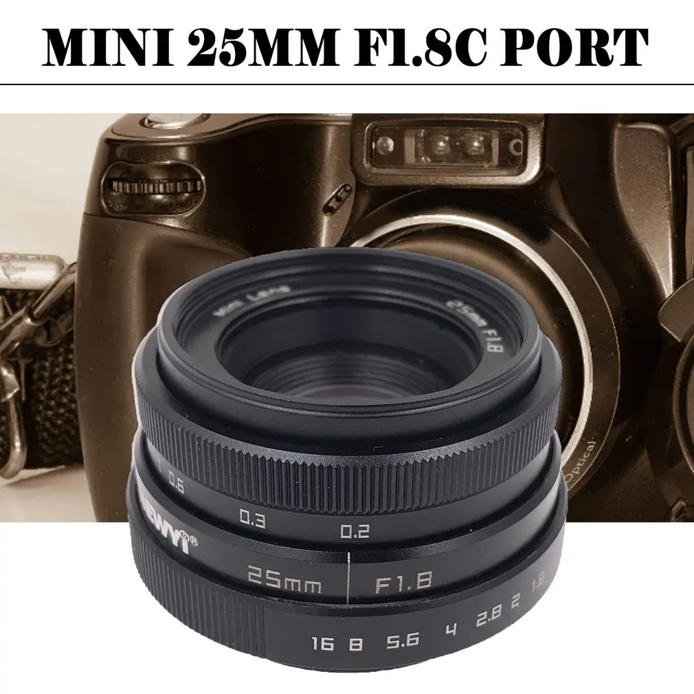 

25mm F1.8 Camera Lens Mini CCTV C Mount Wide Angle Lens for Sony for Nikon for Canon DSLR Alumium Alloy Adapter