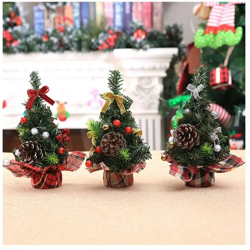 Мини-Рождественская елка, стол для вечеринки на день рождения, искусственный декор, 20 см высотой сосны, рождественские украшения, детский праздничный подарок