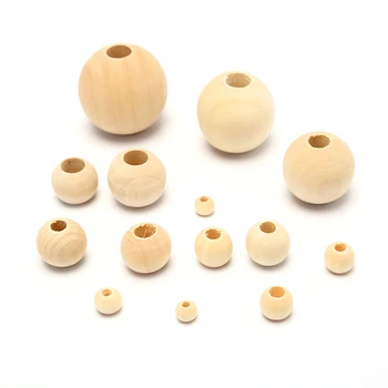 

10PCS/Set High Quality Natural Unpainted Round Wooden Spacer Beads For Baby Teething Necklace Bracelet Making 12 Sizes