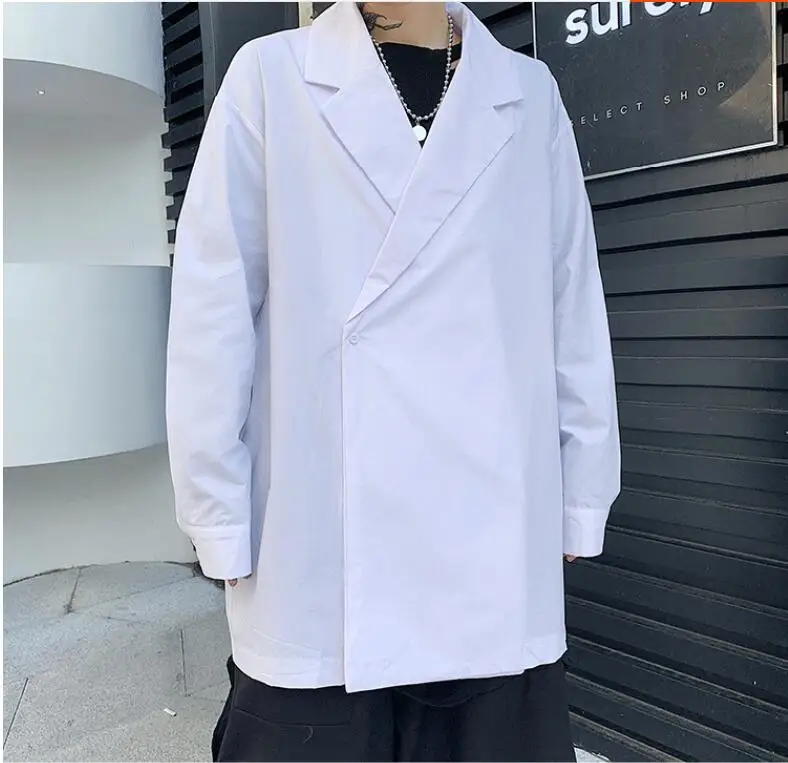M-XL! Весенняя хлопковая новая Темно-Черная Однотонная рубашка с воротником и длинными рукавами, Мужская свободная тонкая рубашка для парикмахера