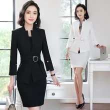 Горячее предложение, женское элегантное платье в деловом стиле, Блейзер, костюмы для девушек, блейзер для женщин, одежда для работы, комплект из 2 предметов, костюм для офиса, платья черного и белого цвета