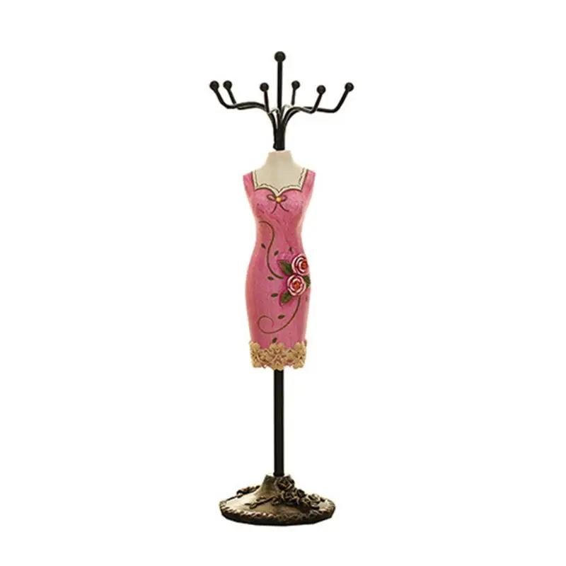 hot pink Держатель для серег из смолы, винтажный манекен Cheongsam, Ювелирное Украшение, стойка для шоу - Цвет: hot pink