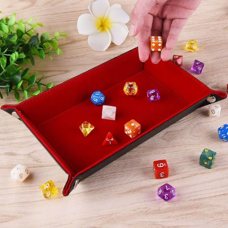 

Flannelette Dice Plate Square Dice Tray PU Velvet Folding Tray Rolling For DND And Other Tabletop Games 27*21cm/22*16cm