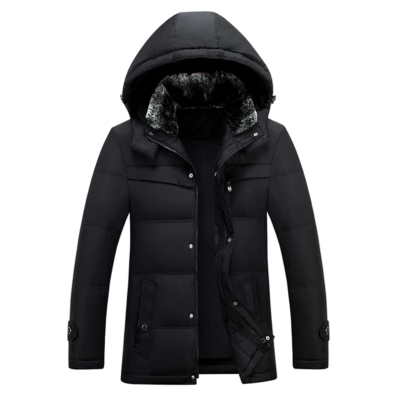 

Winter Jacket Middle Age Men Plus Size 4XL Thick Warm Coat Men Jacket Winter Casual Hooded With Fur 90% White Duck Down Jacket