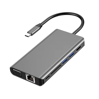 

8-In-1 Type-C Docking Station Multifunction Converter Notebook Hub Gigabit Network Card Type-C Docking Station for for H
