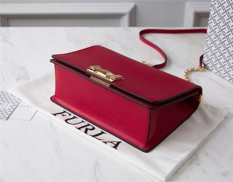 Оригинальные женские сумки FURLA, высококачественные женские кожаные сумки Furla, цвет красного вина, размер L 24 см x 8 см x 16 см