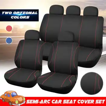 

9pcs Universal Car Seat Cover Set Auto Front/Rear Chair Headrest Mesh Fabric Cushion Protector Automobiles Interior Accessories
