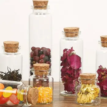 

20pcs Cork Glass Bottles Mini Wishing Bottle Transparent Wish Jars Portable Storage Bottle Tea Subpacking Bottles for Party 50ml