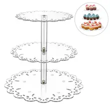 Hemoton 3 яруса десерты и подставка для кексов круглые свадебные тарелки вечерние формы для выпечки пластиковый поднос сервировочное блюдо дисплей торт инструменты