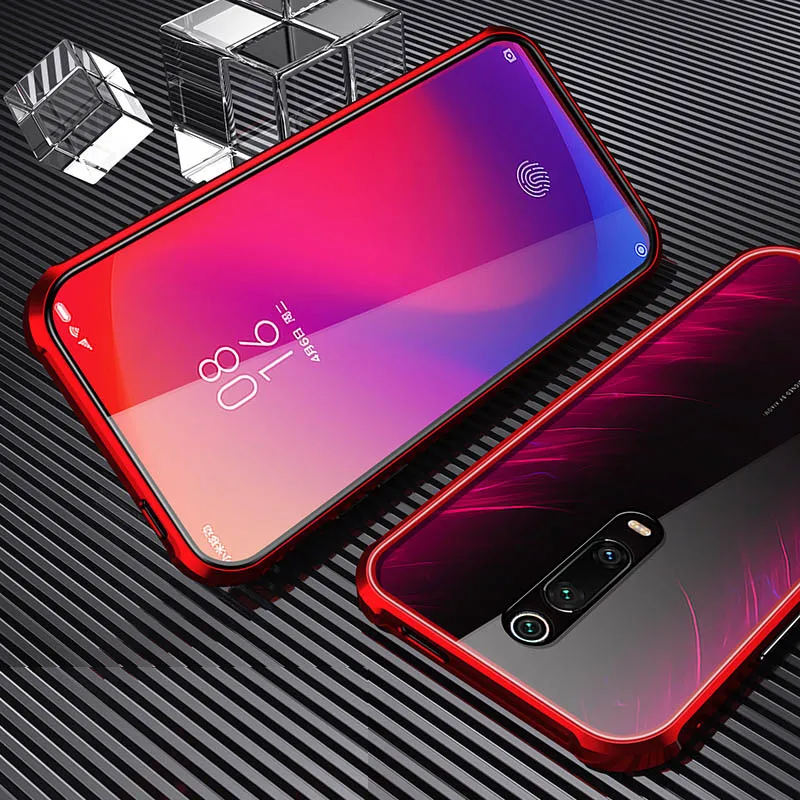 360 Полный Магнитный чехол для Xiaomi mi 9t чехол mi 9t Pro стеклянный чехол для Xiao mi Red mi K20 Pro Чехол магнит закаленное стекло чехол - Цвет: Красный