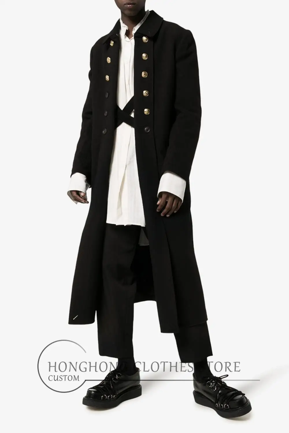 

[Custom size] New qiu dong adds thick and long style coat trench coat European and American youth loose lapel wool coat M-6XL!