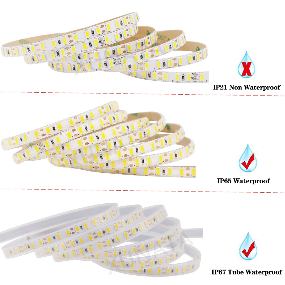 DC 12 В Светодиодная лента 5630 SMD гибкий светодиодный светильник 120 светодиодный s/m водонепроницаемая лента 8 мм PCB светодиодный светильник теплый белый/белый, 5 м