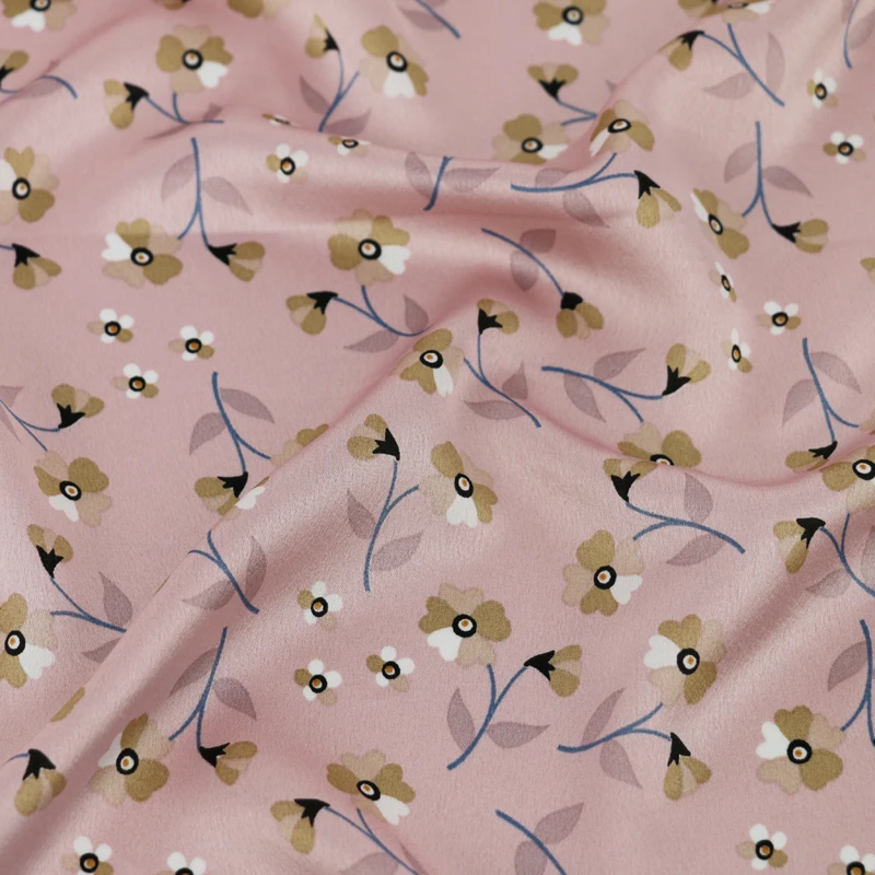 

100cm*148cm Pink Floral Scarf Material Polyester Charmeuse Imitate Silk Fabric
