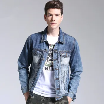 

fashion 2020 men's stone washed denim jacket single breasted cowboy jean jackets men spring Streetwear blue jeans outerwear male
