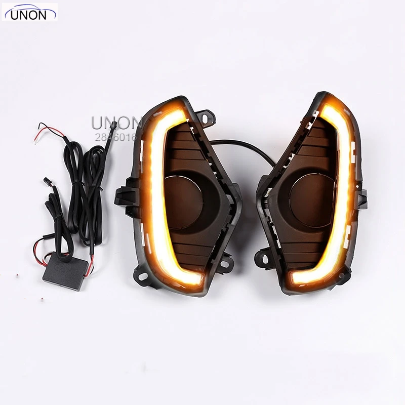 

Yellow Turn Signal Function Waterproof ABS 12V Car LED Daytime Running Light With Fog Lamp Hole For Toyota RAV4 2019 2020 XA50
