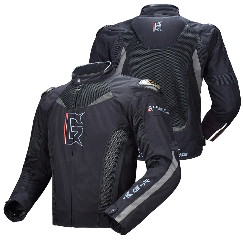 Мужская мотоциклетная куртка GHOST RACING, защитное снаряжение для мотокросса, пальто для автогонок по бездорожью, туристическая одежда, ударопрочный костюм - Цвет: Black