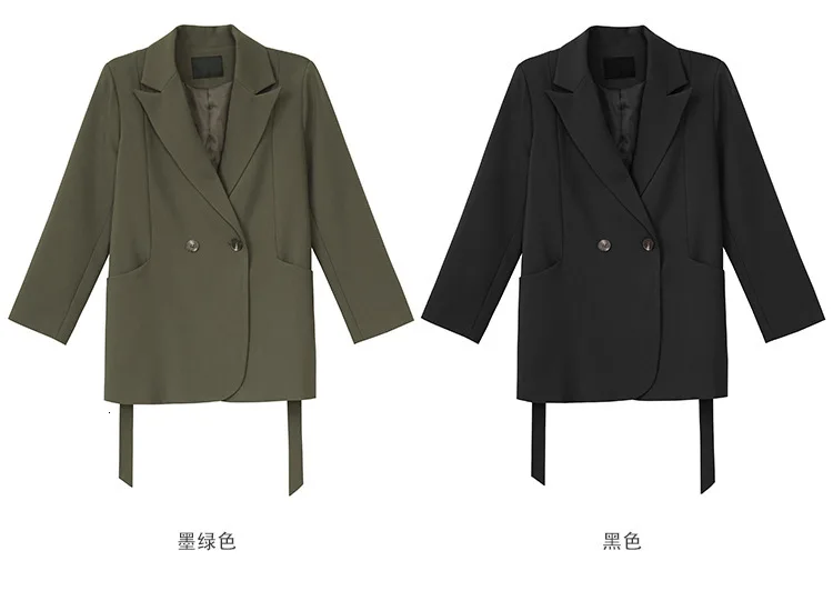 TVVOVVIN Autumn Solid Color Concise Harbour Taste Oblique Pocket Long Sleeve Chalaza Long Suit Loose Coat Woman ZX185