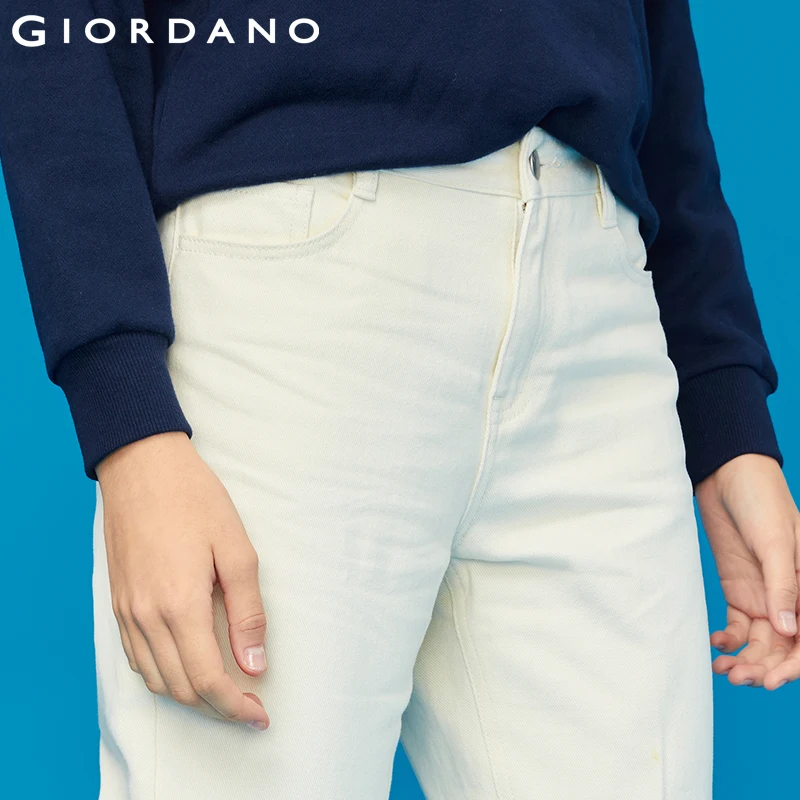 Giordano женские летние повседневные брюки из натурального хлопка,данная модель имеет белый цвет окраса и множество размеров на выбор