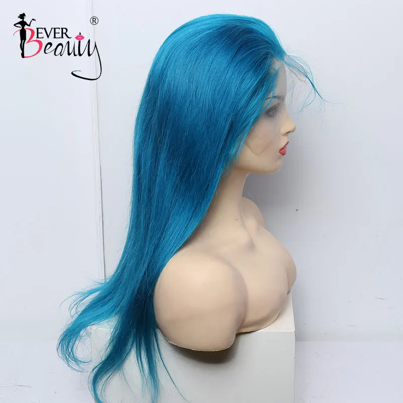 Цветные Короткие парики из натуральных волос на кружеве Боб для женщин, бразильский светильник, голубые парики на кружеве, цветные парики BlueEver beauty Remy
