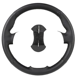 Luxury Leather Steering Wheel Cover - Premium Custom Fit Wrap (Black)