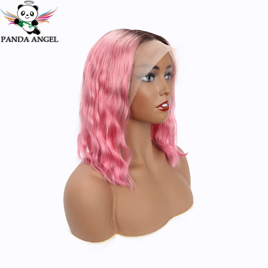 Панды Ангел 13x4 тела волнистые светлые парик фронта шнурка перуанские 613 короткие волосы боб фронта человеческих волос парики для черных