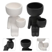 2Pcs Nordic Modern Flowerpot Creative Ceramic Plants Pot Home Succulent Planter