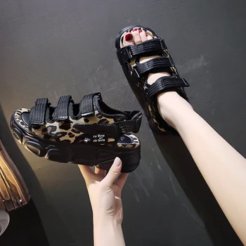 

2020 Sandals Clogs With Heel Leopard Print Shoes Clear Heels Shallow Mouth All-Match Womens Wedges Muffins shoe Women's Sports