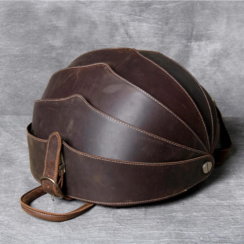Dark Brown(32cm) Ручной работы личность Жук кожаный рюкзак для обувь для мужчин и женщин Творческий верхний слой кожи рюкзак-панголин amazon - Цвет: Dark Brown(32cm)