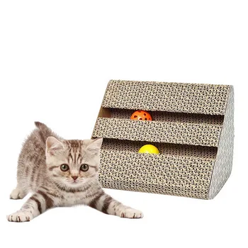 

Cat Scratch Board Funny Cats Corrugated Paper Scratcher With Two Bell For Pet Catnip Training Pet Supplies