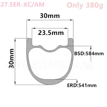 

[CB27.5XCAM30] Only 380g 30mm Width 27.5er Carbon Fiber Mountain Bike wheel Clincher Tubeless Compatible 650B carbon mtb rims
