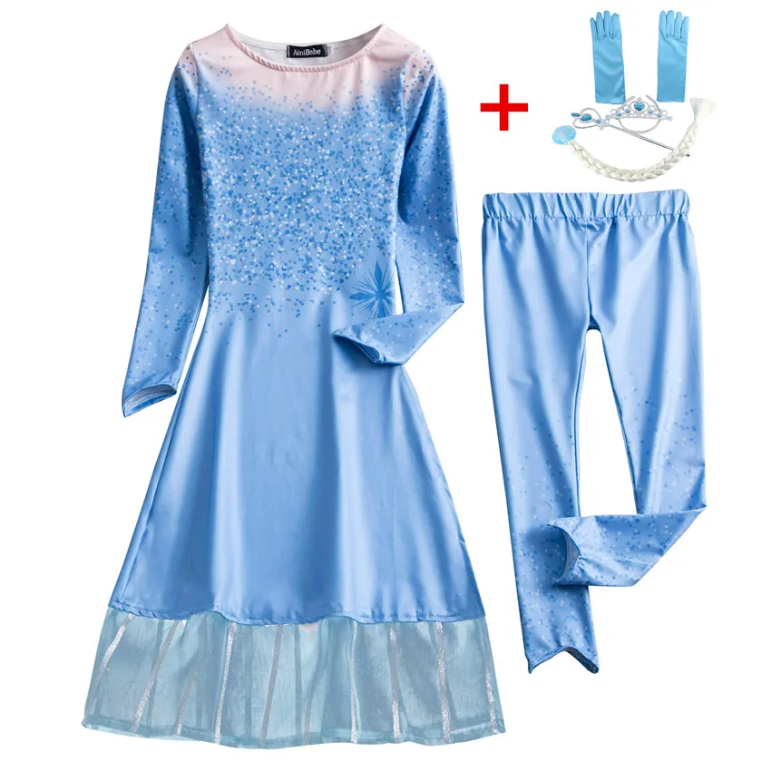 Платья Эльзы для девочек костюмы Снежной Королевы для детей, платье для косплея принцесса disfraz Хэллоуин Fantasia infantil menina congelados