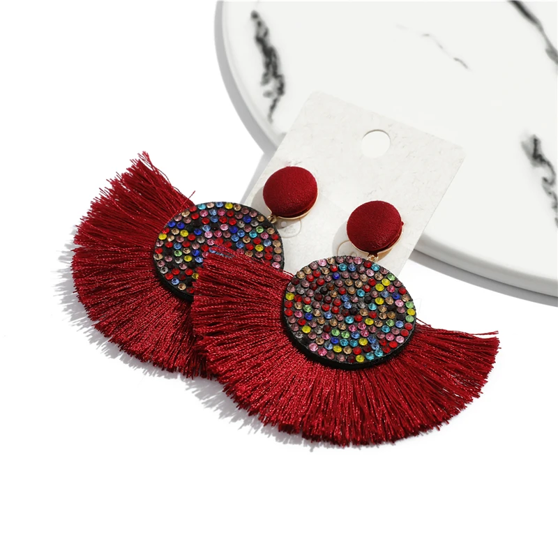В богемном стиле Bobo серьги-гвоздики с кристаллами Swarovski кисточкой серьги для женщин женские блестящие, со стразами длинные большие серьги-капли Mujer Moda Aretes
