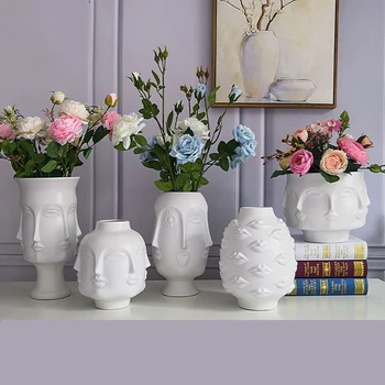 

Nordic Ceramic Vase Abstract Face Vases Container Home Decoration Crafts Porcelain Vase Living Room Decoration Ornament Artware