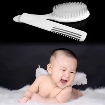 

2Pcs/Set Soft Newborn Baby Hair Brush + Comb Healthy Infant Baby Toldder Hair Massage Comb Scalp Brush Fetal Lichen Removal