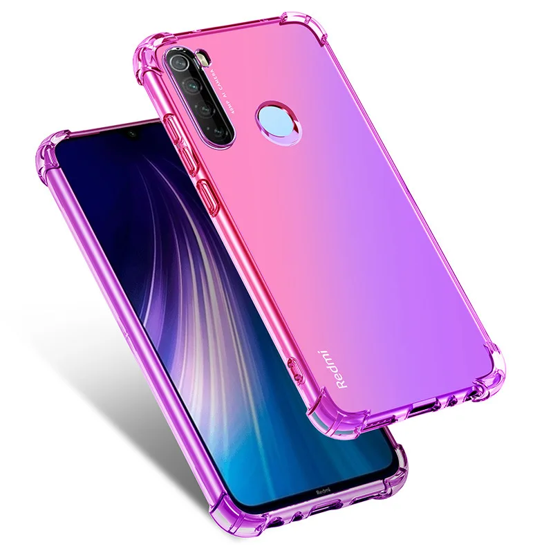 С четырьмя воздушными угловой градиентный Прозрачный чехол для Xiaomi mi 9 Honor 8 Lite 9SE CC9 Pro CC9E A3 A2 Примечание 10 Red mi Note 8, 7, 6, 8T 5 K20 Pro 7A 8 8A