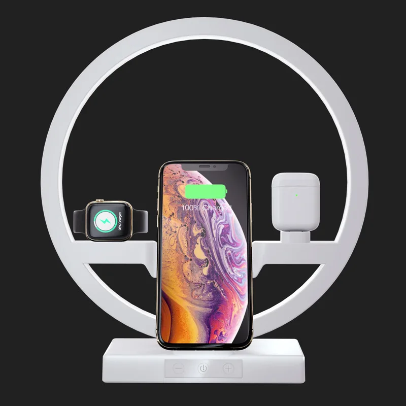 3 в 1 QI быстрая беспроводная док-станция для зарядного устройства для iPhone 11 Pro Max Apple Watch iWatch 1 2 3 4 5 зарядное устройство для airpods держатель светодиодный светильник 30 Вт