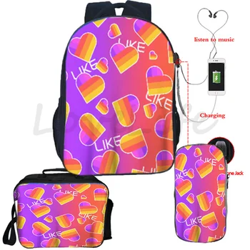 

Likee Video App Children Backpack Pencil Case Likee Live Bag 3Pcs / Set Casual Rucksack Boys Girls School Backpack Travel Bags