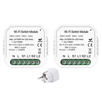 

APP Remote Control Diy Wifi Smart Light Switch Breaker Module Working With Smart Life Tuya Alexa Echo Google Home 2 Gang 2 Way