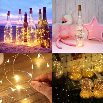 

10Pcs/lot 1M 2M LED Garland Copper Wire Corker String Fairy Lights for Glass Craft Bottle for Christmas Party Wedding Decoration