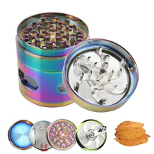 

4 Layers Herb Grinder Smoke Crusher Crank Pollinator Tobacco Spice Grinder Manual Cranked Clear Top Grinder with Drawer